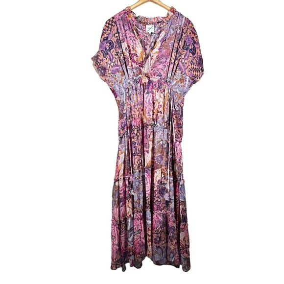 MISA LOS ANGELES Ilya Augusta Batik Tiered Ruffle Chiffon Midi Dress - Picture 14 of 15